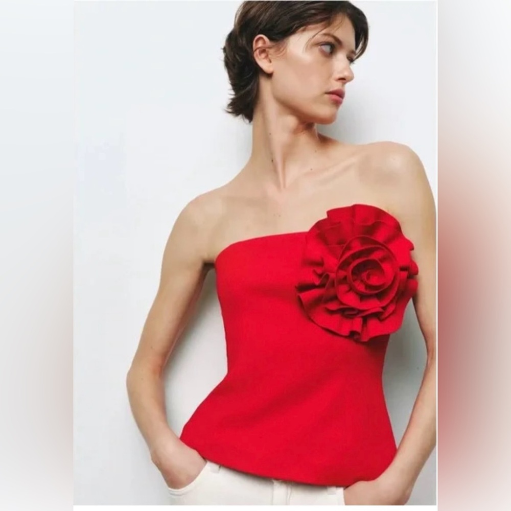 ZARA FLORAL STRAPLESS TUBE TOO